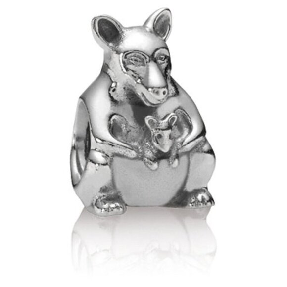 Pandora Retired Kangaroo w/ Joey Sterling Silver Charm - Picture 1 of 5